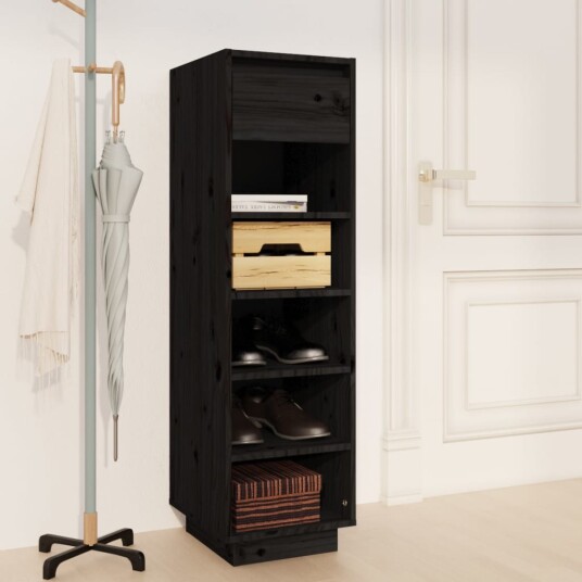 vidaXL Skoskap svart 34x30x105 cm heltre furu vidaXL Skoskap svart 34x30x105 cm heltre furu