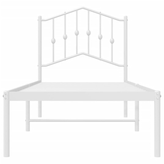 vidaXL Sengeramme i metall med hodegavl hvit 75x190 cm 8721012211377