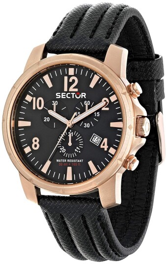 Sector Herreklokke R3271689003 Sort/Lær Ø48.26 mm