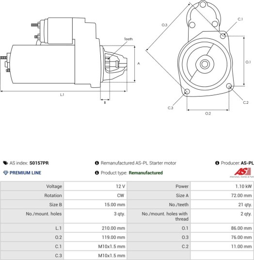 AS-PL S0157PR Starter AS-PL S0157PR Starter