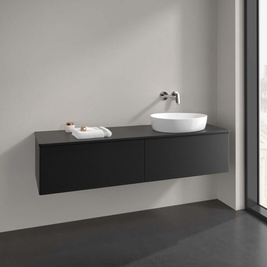 Villeroy & Boch Antao Servantskap med 2 skuffer 160x50x36 cm u/lys Sort Matt Villeroy & Boch Antao Servantskap med 2 skuffer 160x50x36 cm u/lys Sort Matt