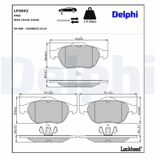 Bremseklosser DELPHI LP3692 Bremseklosser DELPHI LP3692