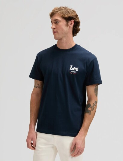 Lee Jeans Stamp Lee Tee   Navy   S x 00