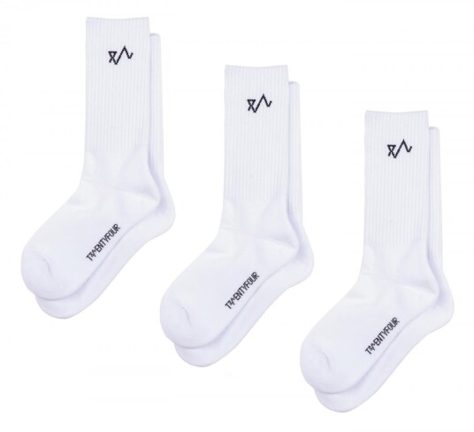Twentyfour Nos 3pk Sokker 1 Hvit 43-46 Twentyfour Nos 3pk Sokker 1 Hvit 43-46