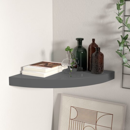 vidaXL Flytende vegghylle h?yglans gr? 35x35x3,8 cm MDF