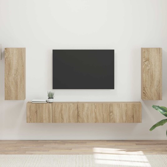 TV benksett 4 pcs Sonoma eik Konstruert tre TV benksett 4 pcs Sonoma eik Konstruert tre