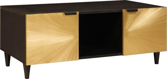 vidaXL Kaffebord Svart og Gull 100 x 54 x 40 cm heltre mango