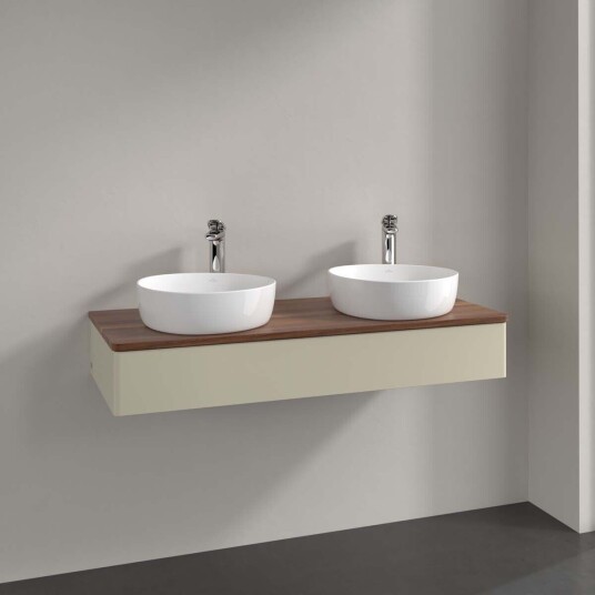 Villeroy & Boch Antao Servantskap med 1 skuff 120x50x19 cm u/lys Grå Matt/Valnøtt Villeroy & Boch Antao Servantskap med 1 skuff 120x50x19 cm u/lys Grå Matt/Valnøtt
