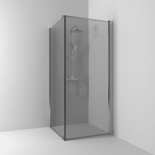 Svedbergs Skoga Kombi Rett Dusjhjørne Krom / 70x80cm Røkfarget Glass