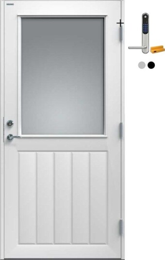 Ytterdør Diplomat GLASS13 Hvit Klart Glass med Yale Doorman Classic Home