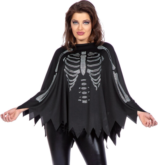 Wilbers & Wilbers Poncho Skjelett med Glitter One size 004959-H-001