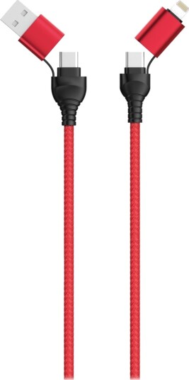 2Go 797370 1,2 M Usb A/Usb C Usb C/Lightning Sort Rød