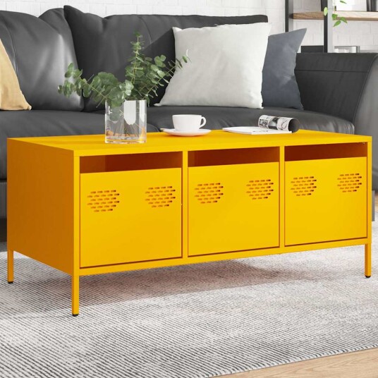 Salongbord sennepsgul 101,5x50x43,5 cm kaldvalset stål 8721102930287