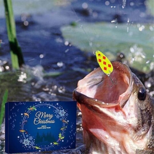 Fiskesett Julekalender | 24 stk Fiske Lokkemidler Jule Nedtellingskalender | Fiske Julekalender 2023 | Fisketilbehør For Fiskeelskere