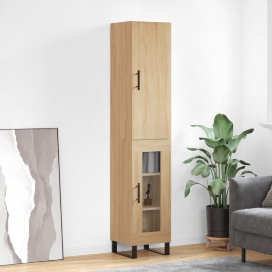 vidaXL Highboard sonoma eik 34,5x34x180 cm konstruert tre 8720845484903