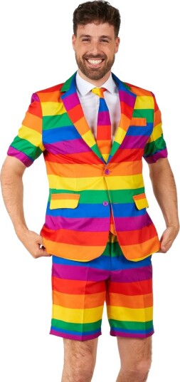 Regnbuefarget Dress med Shorts og Kortermet Skjorte til Herre Suitmeister X Large