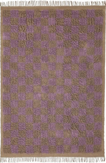 Ryetepper Elsey Natural Cotton Shaggy brun/lilla Størrelse: 200 x 290 cm