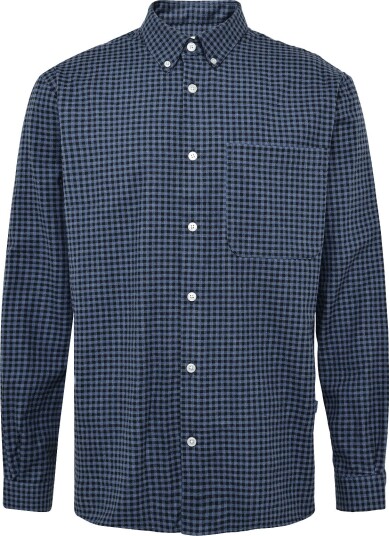 Garment Project Relaxed Ls Button Down Shirt - Flan - NAVY CHECK - S
