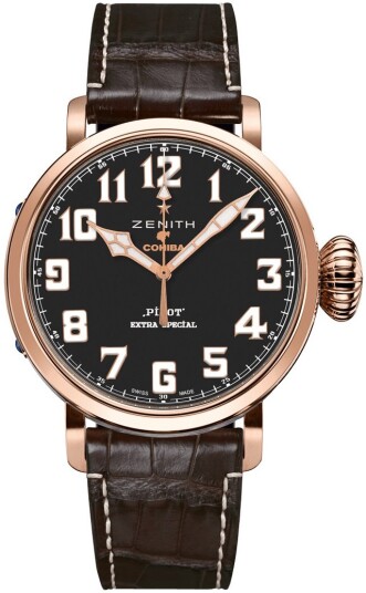Zenith Herreklokke 18.2430.679 27.C721 Pilot Sort/Gummi Ø45 mm Zenith Herreklokke 18.2430.679 27.C721 Pilot Sort/Gummi Ø45 mm