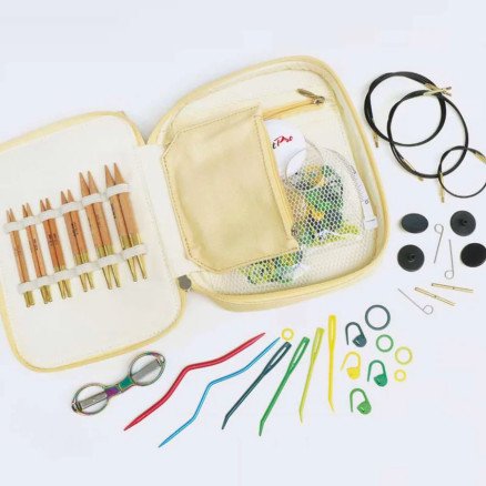 KnitPro Basix Birch Utskiftbare Rundpinnesett 3,50 8 mm 6 størrelser