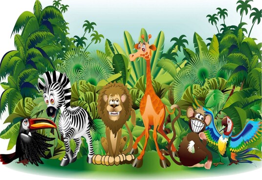 Fototapet Jungle Animals 200x140 - Finnes i flere størrelser
