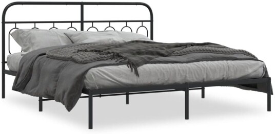 Sengeramme i metall med sengegavl svart 180x200 cm 8721102645914