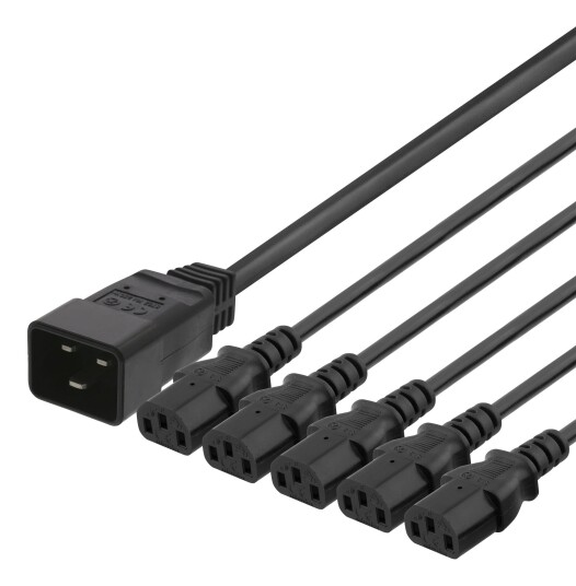 DELTACO IEC C20 to 5x IEC C13 Power cable 2m 16A/250V Y-Splitter black DELTACO IEC C20 to 5x IEC C13 Power cable 2m 16A/250V Y-Splitter black