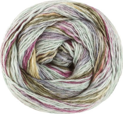 Lana Grossa California Garn 3044 Mint/Gråblått/Grønn/Rød Fiolett/Lavendel/Safrongult