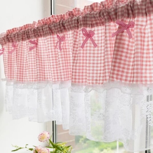 Gardiner Kafégardiner i landlig stil horisontale vindusgardiner med roser Rose 150*45cm