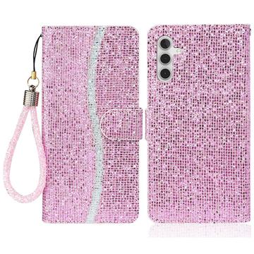 Samsung Galaxy A15 Stilig glitter lommebokveske   Rosa