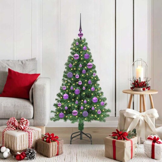 Kunstig juletre med 150 LED grønn 120 cm PVC og Stål og Plast