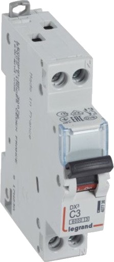 Legrand Automatsikring DX3 C 3A 1P+N, 1M, 6/10kA Legrand Automatsikring DX3 C 3A 1P+N, 1M, 6/10kA