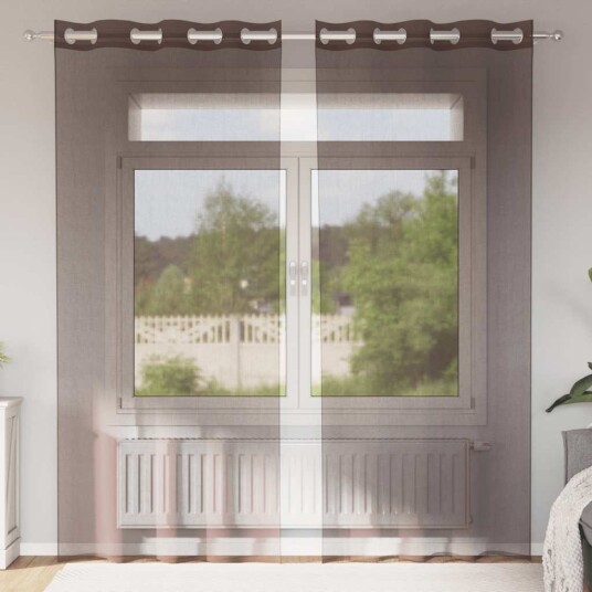 Voilegardiner med grommets 2 stk brun 140x225 cm 8721158550835