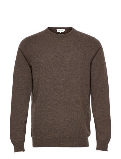Davida Cashmere Man O-Neck Plain - Brown - M