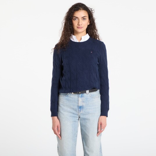 Tommy Hilfiger Soft Wool Cable C-Nk Ls Swt - Navy - XS