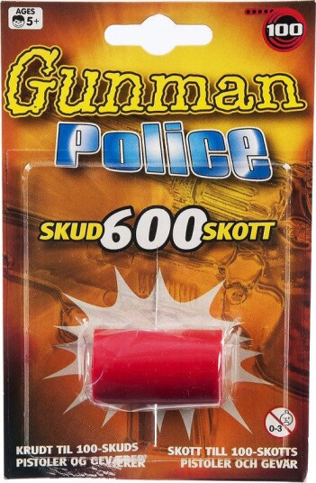 Gunman Politipistol Med 6 Ruller À 100 Skudd Gunman Politipistol Med 6 Ruller À 100 Skudd