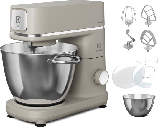 Electrolux E6KM1 Kjøkkenmaskin 1200W 6L Rustfritt Stål med Turbofunksjon Platinum Pearl