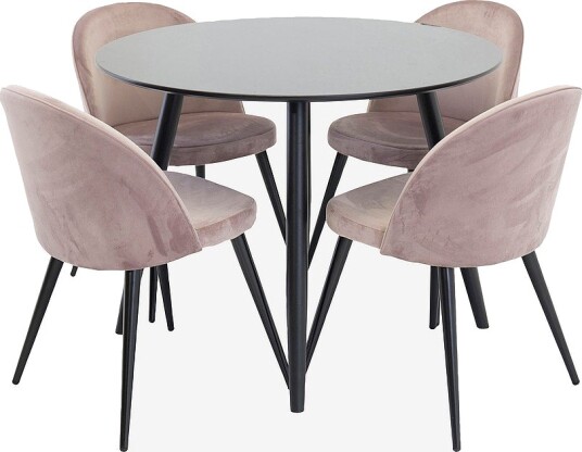 Venture Home   Spisebordssett Plaza med stoler Fløyel   Rosa