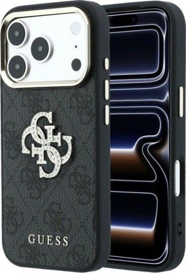 GUESS 4G & Big Strass Logo Case for iPhone 17 Pro Max / 18 Pro Max - Black