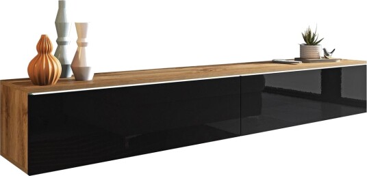 Kanak TV-benk 180 cm - Natur / Svart