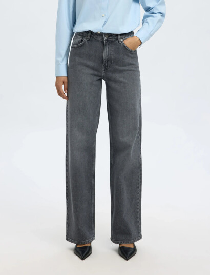 Selected Slfwide Bea-Kori Hw Jeans Noos - Grey - 27 x 32