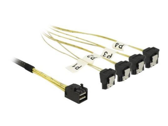 Delock 50 cm SATA-kabel 6 Gbit/s Mini SAS til SATA Vinklet Hvit Delock 50 cm SATA-kabel 6 Gbit/s Mini SAS til SATA Vinklet Hvit