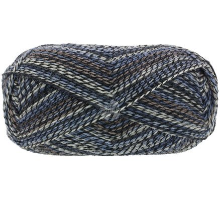 Lana Grossa Meilenweit 100 Denim Mix Garn 4658 Sort/ecru/blågrå/taupe/mørk petrol/antrasitt