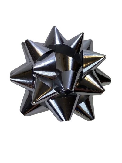 Rosett Ø9cm metallic sølv