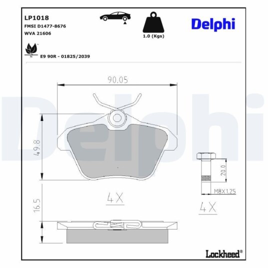 Bremseklosser DELPHI LP1018