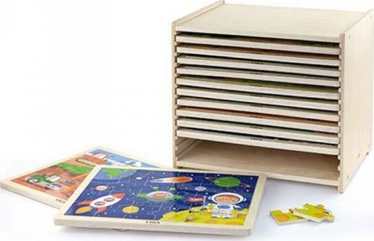 Viga Toys Trepuslespill 12 Puslespill 24 Puslespill På Viga Toys-Stativet