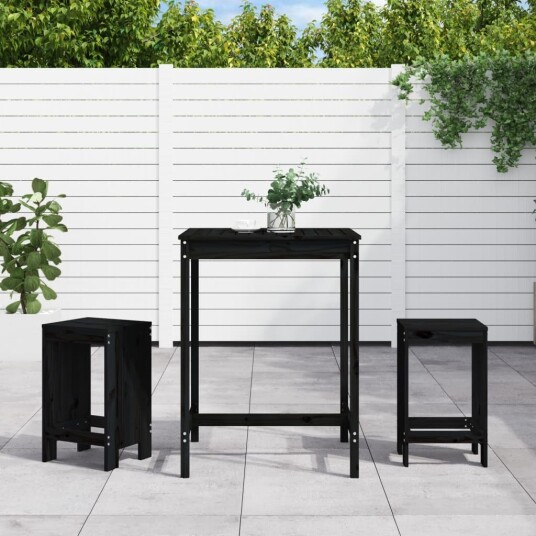Hagebarsett 3 deler svart heltre furu 3157737