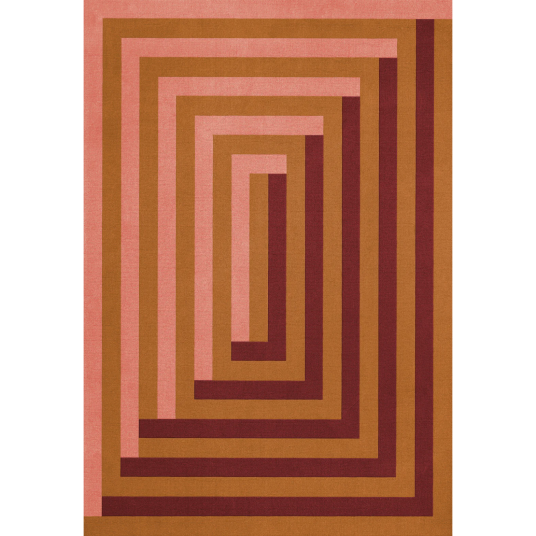 Layered Teklan Labyrinth Ullteppe 180x270 cm Korallfarget / Rosa
