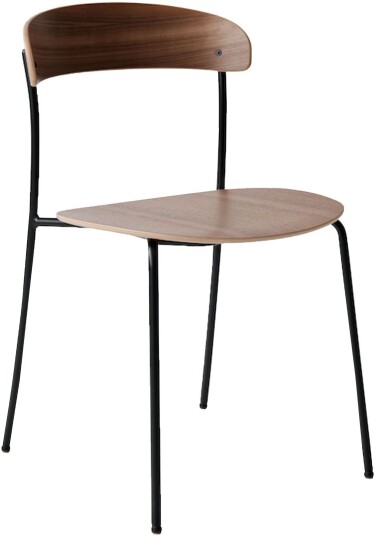 New Works - Missing Chair Without Armrest Lacquered Walnut With Black Frame Spisestoler Regular Company Brun,Tre Farget Metall/tre