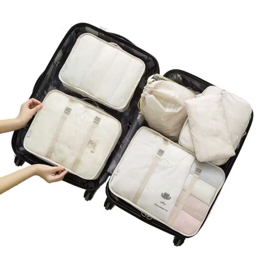 Sett med organiseringsposer, 6 deler - Beige